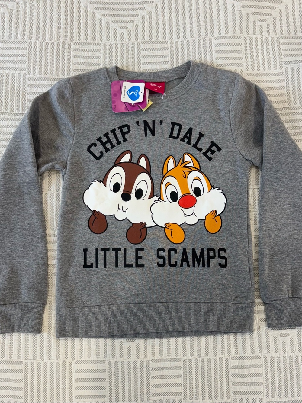 Japanese Disney Chip ‘N’ Dale Little Scamps Youth L Grey Sweatshirt NWT